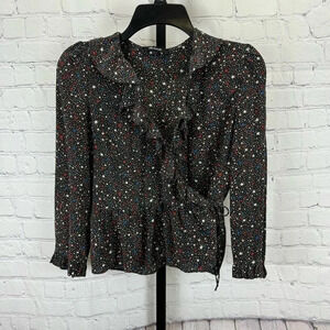 Madewell Silk Ruffle Hem Wrap Top No Size (See Measurements)